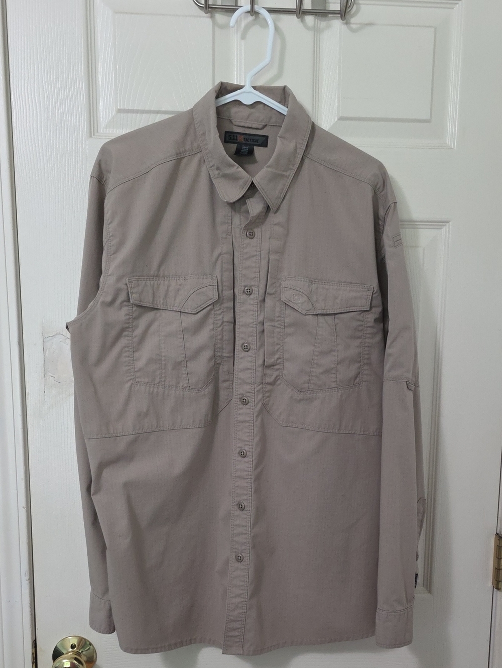 5.11 Tactical Men's Long-Sleeve Button-Down Shirt in Taupe